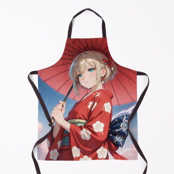 Item preview, Red Kimono Anime Girl with Japanese Parasol Celestial Sakura Art designed and sold by Killington.