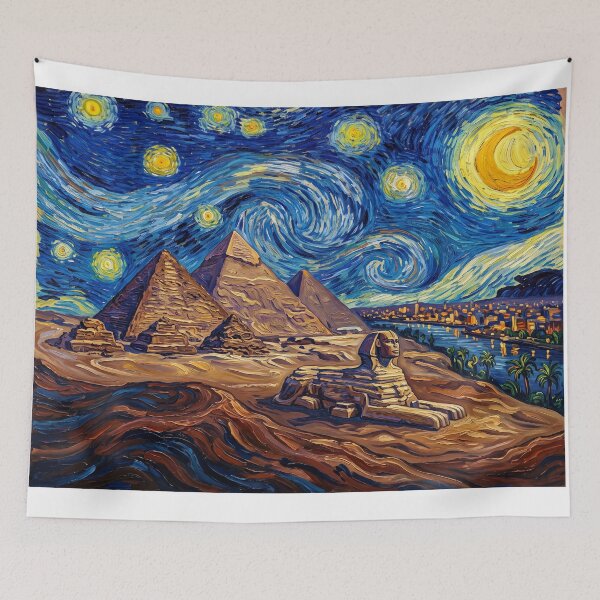 Item preview, Pyramids of Giza Starry Night Historical Landscape designed and sold by Bad-Decisions-Designs.