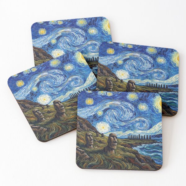 Item preview, Easter Island Moai Starry Night Historical Landscape designed and sold by Bad-Decisions-Designs.