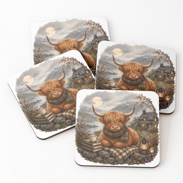 Item preview, Cozy Highland Cow in the Rainy Scottish Highlands designed and sold by PixelChaptersByKira.