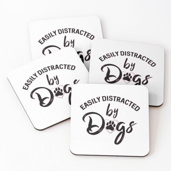 Item preview, Easily Distracted by Dogs - Cute Typography with Paw & Heart designed and sold by Shopeon Designs.