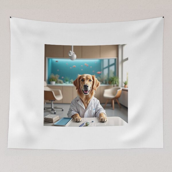Item preview, golden retriever doctor dog designed and sold by PawsStudioAU.