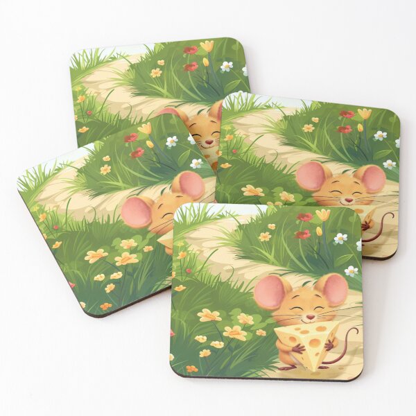 Item preview, Cute Little Mouse with Cheese Slice Watercolor Childen Illustration designed and sold by ARTZDIG.