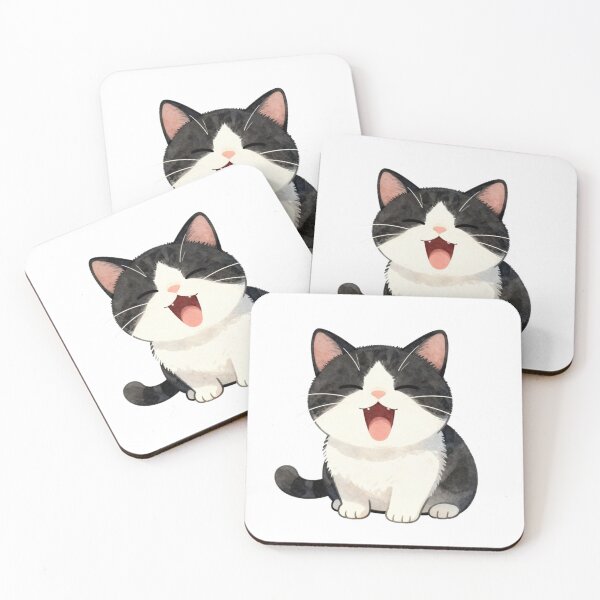Item preview, Cute Kawaii Tuxedo Cat Yawning designed and sold by tobbyasz.