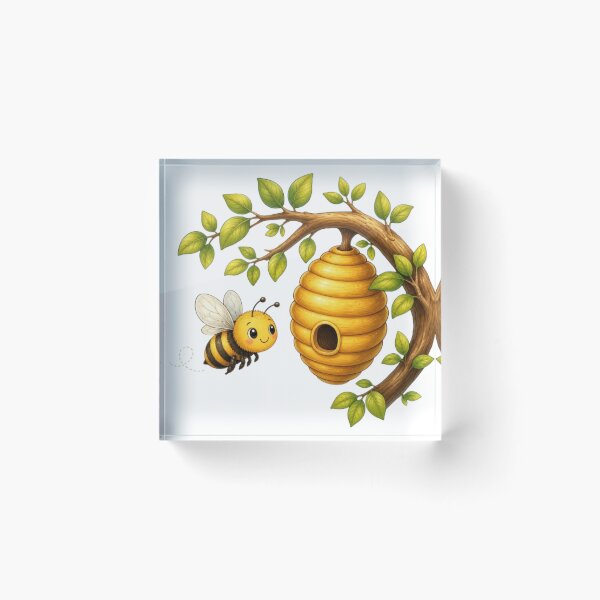 Item preview, Cute Bee and Beehive Branch Cartoon Illustration designed and sold by @VIRAT DESIGNER@.
