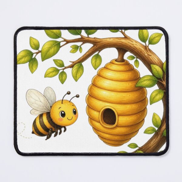 Item preview, Cute Bee and Beehive Branch Cartoon Illustration designed and sold by @VIRAT DESIGNER@.