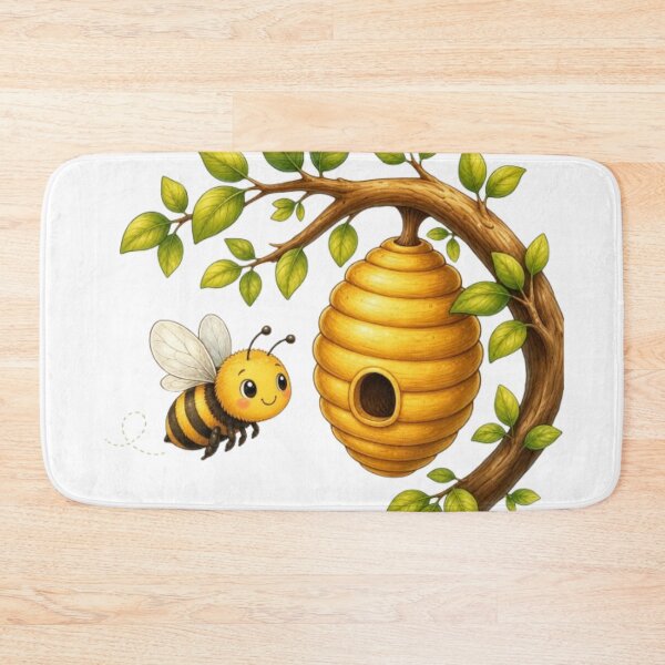 Item preview, Cute Bee and Beehive Branch Cartoon Illustration designed and sold by @VIRAT DESIGNER@.