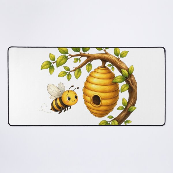 Item preview, Cute Bee and Beehive Branch Cartoon Illustration designed and sold by @VIRAT DESIGNER@.