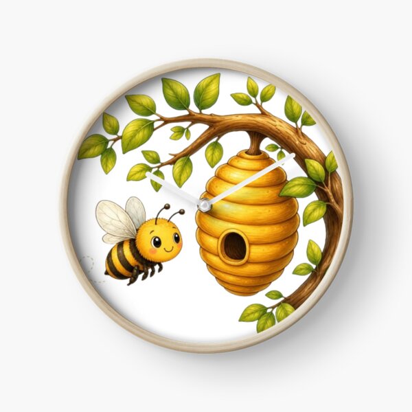 Item preview, Cute Bee and Beehive Branch Cartoon Illustration designed and sold by @VIRAT DESIGNER@.