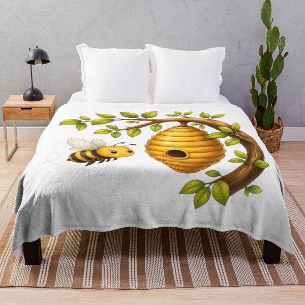 Item preview, Cute Bee and Beehive Branch Cartoon Illustration designed and sold by @VIRAT DESIGNER@.