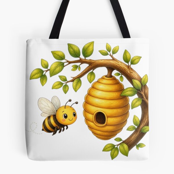 Item preview, Cute Bee and Beehive Branch Cartoon Illustration designed and sold by @VIRAT DESIGNER@.