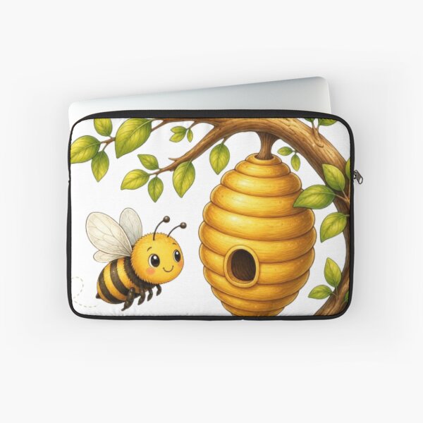 Item preview, Cute Bee and Beehive Branch Cartoon Illustration designed and sold by @VIRAT DESIGNER@.