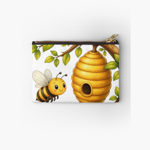 Item preview, Cute Bee and Beehive Branch Cartoon Illustration designed and sold by @VIRAT DESIGNER@.