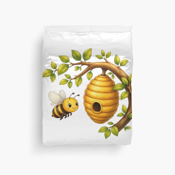 Item preview, Cute Bee and Beehive Branch Cartoon Illustration designed and sold by @VIRAT DESIGNER@.