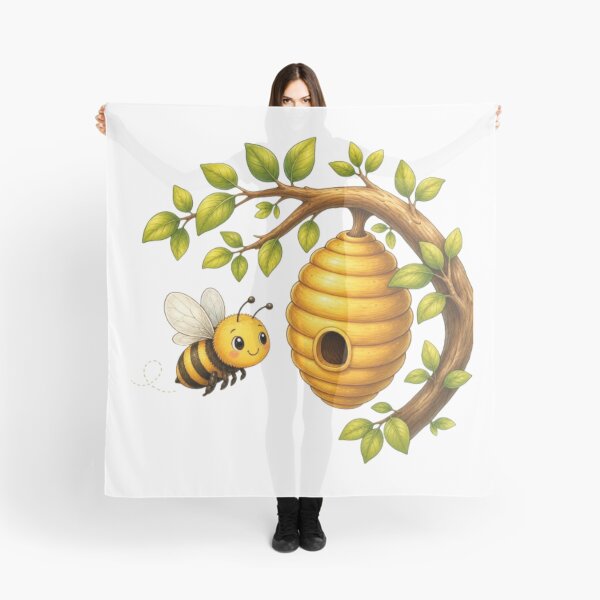 Item preview, Cute Bee and Beehive Branch Cartoon Illustration designed and sold by @VIRAT DESIGNER@.