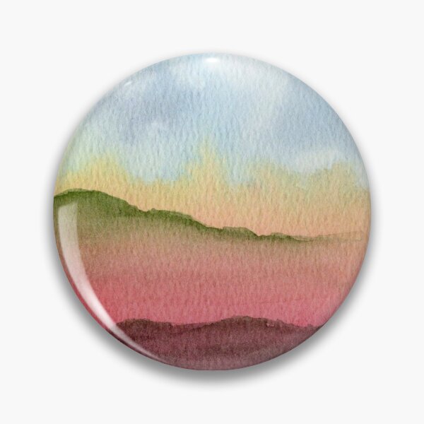 Item preview, The Day Begins Below, Pink Mountain Watercolour Landscape designed and sold by ArithraStudio.
