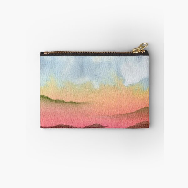 Item preview, The Day Begins Below, Pink Mountain Watercolour Landscape designed and sold by ArithraStudio.