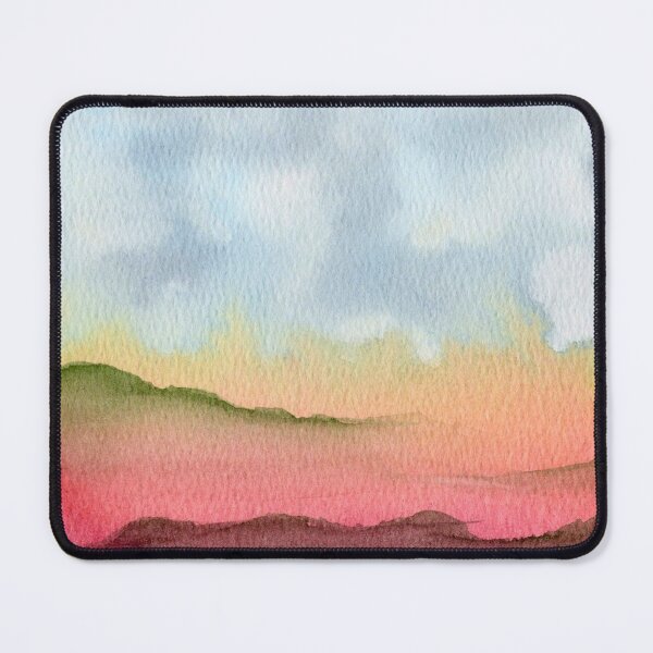 Item preview, The Day Begins Below, Pink Mountain Watercolour Landscape designed and sold by ArithraStudio.