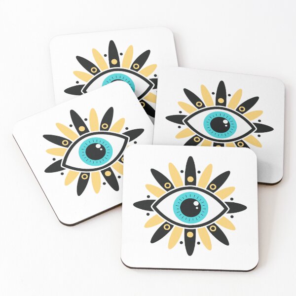 Item preview, Turquoise Gold Sun Evil Eye Protection Mystical Symbol designed and sold by teeperfect.