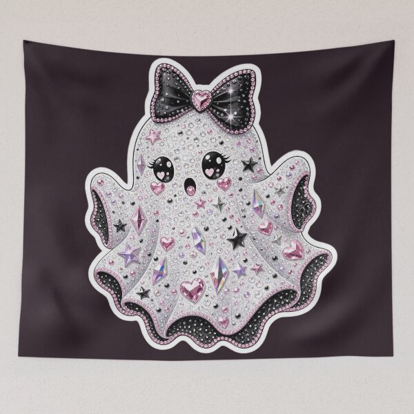Item preview, Bedazzled Coquette Ghost Halloween Sticker designed and sold by MuseAI.