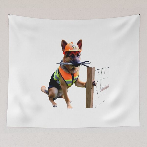 Item preview, german shepherd construction worker dog designed and sold by PawsStudioAU.
