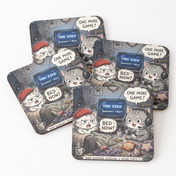 Item preview, 3AM Gaming Session - Gamer Cats - Relatable Humor designed and sold by MAISON SYLVIE.