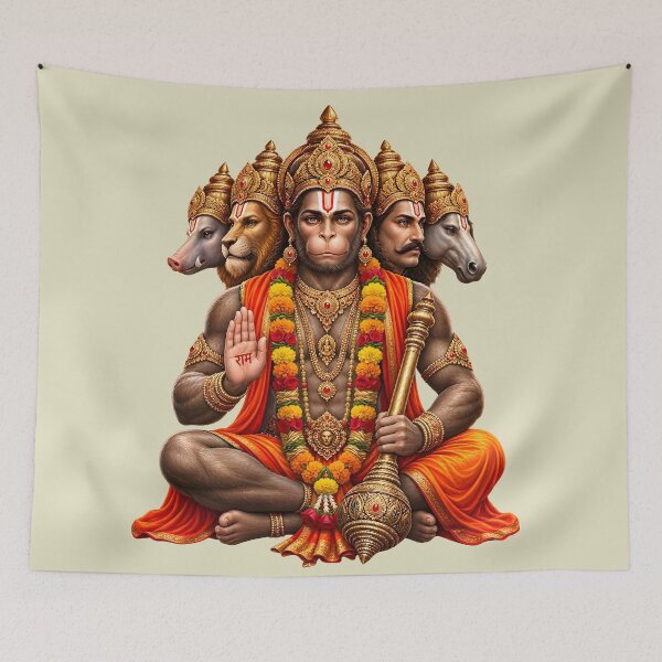 Item preview, Panchamukhi Hanuman Devotional Art designed and sold by hutofdesigns.