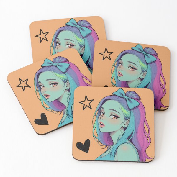 Item preview, Pastel Pop Anime Girl Neon Rainbow Hair Portrait designed and sold by Killington.