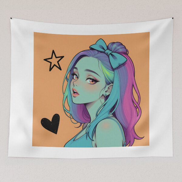 Item preview, Pastel Pop Anime Girl Neon Rainbow Hair Portrait designed and sold by Killington.