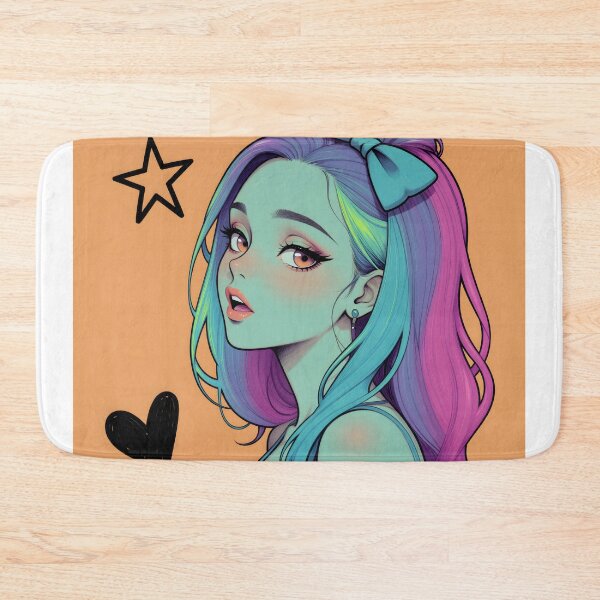 Item preview, Pastel Pop Anime Girl Neon Rainbow Hair Portrait designed and sold by Killington.