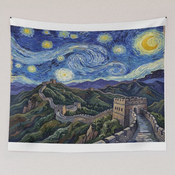 Item preview, Great Wall of China Starry Night Historical Landscape designed and sold by Bad-Decisions-Designs.
