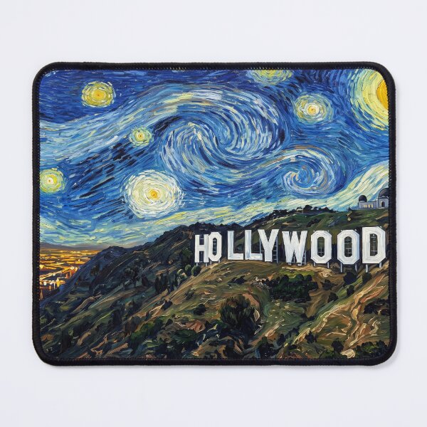 Item preview, Hollywood Sign Starry Night Historical Landscape designed and sold by Bad-Decisions-Designs.