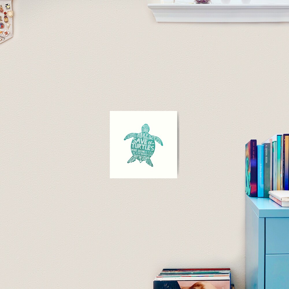 Save the Turtles - Silhouette Words Art Print