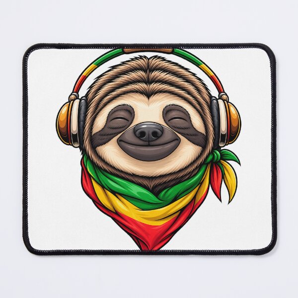 Item preview, Sloth Rasta a wearing headphones designed and sold by BinsAliza.