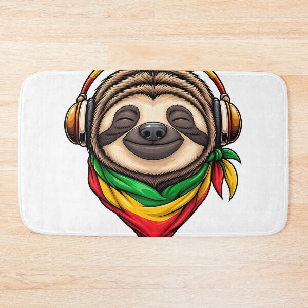 Item preview, Sloth Rasta a wearing headphones designed and sold by BinsAliza.