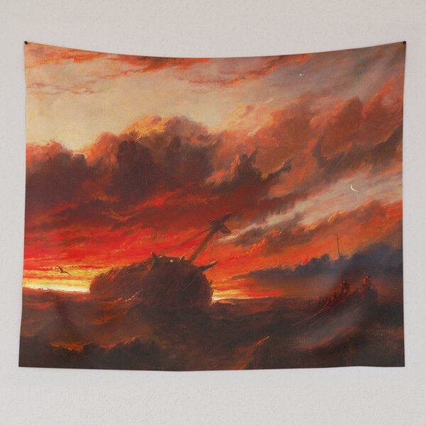 Item preview, Shipwreck at sunset nautical maritime seascape painting art print by Francis Danby designed and sold by Jéanpaul Ferro.