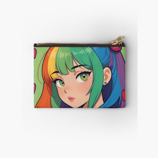 Item preview, Rainbow Hair Anime Girl Colorful Kawaii Pop Art Portrait designed and sold by Killington.