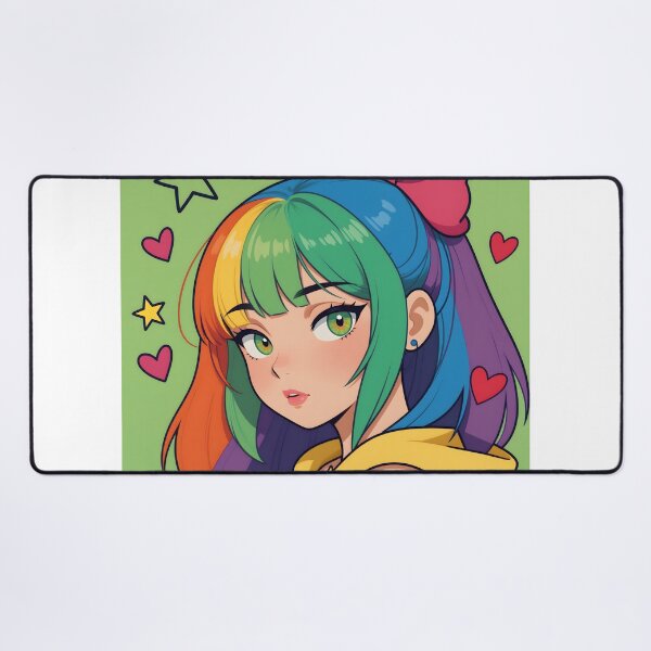 Item preview, Rainbow Hair Anime Girl Colorful Kawaii Pop Art Portrait designed and sold by Killington.