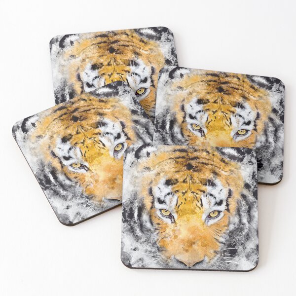 Item preview, Golden Tiger Portrait – Abstract Wildlife Watercolor Art designed and sold by Good_Things.