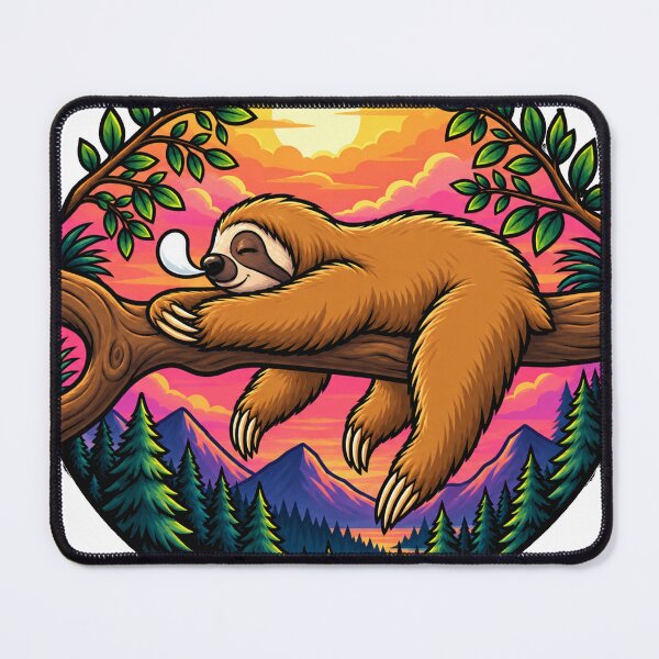 Item preview, Sloth sleep sunset retro designed and sold by BinsAliza.