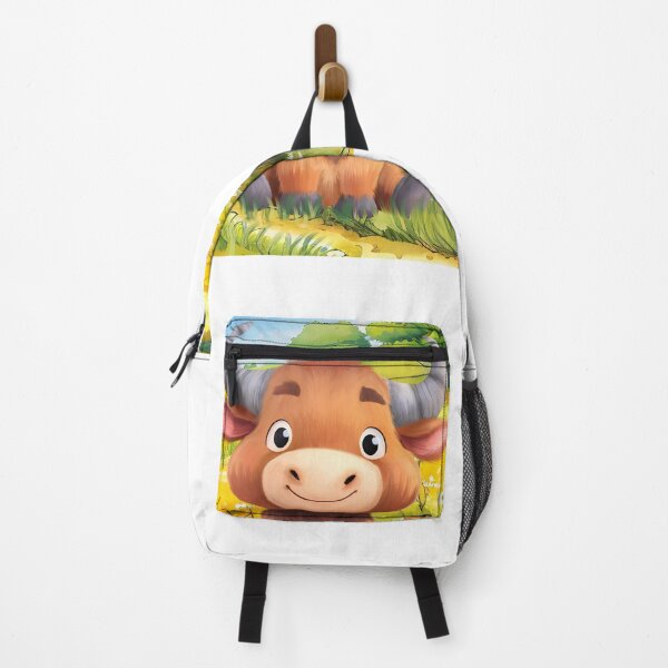 Item preview, Cute Fluffy Calf in Summer Meadow Watercolor Kids Illustration designed and sold by ARTZDIG.