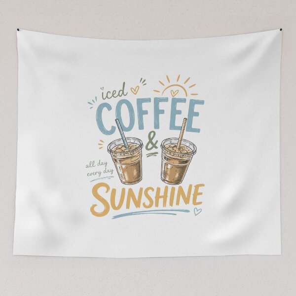 Item preview, Iced Coffee and Sunshine Retro Summer Coffee Lover T Shirt Design designed and sold by ucpstudio.