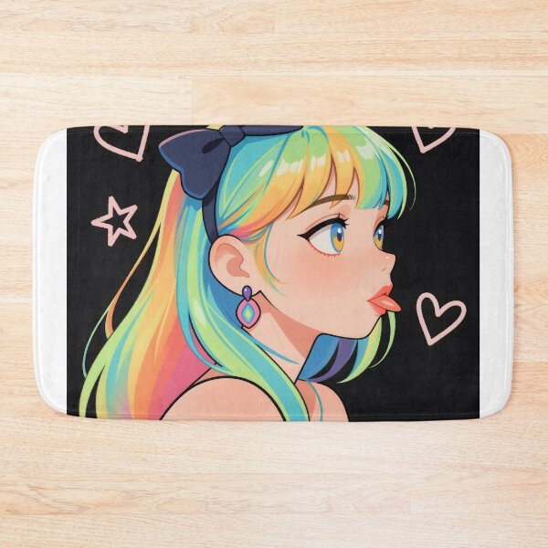 Item preview, Rainbow Hair Anime Girl Poking Her Tongue Out Kawaii Pop Art Portrait designed and sold by Killington.