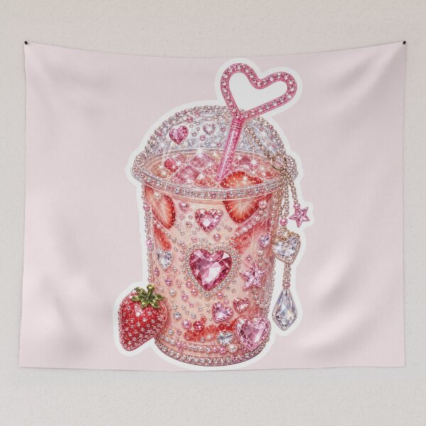 Item preview, Gem Maxxing Strawberry Milk Sticker – Bedazzled Rhinestone Y2K Cute Drink designed and sold by MuseAI.