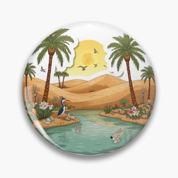 Item preview, Desert Oasis Landscape with Palm Trees and Birds designed and sold by Pandey14.