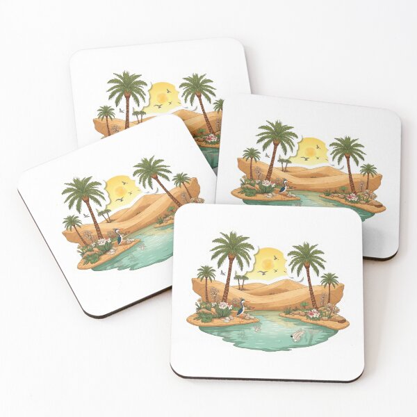 Item preview, Desert Oasis Landscape with Palm Trees and Birds designed and sold by Pandey14.