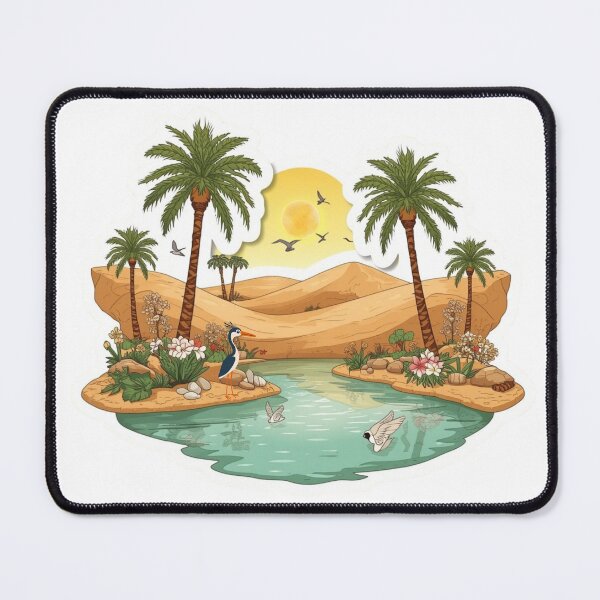 Item preview, Desert Oasis Landscape with Palm Trees and Birds designed and sold by Pandey14.