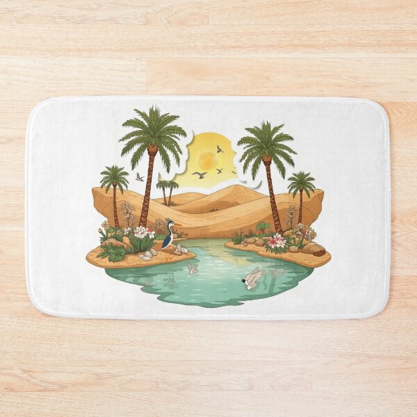 Item preview, Desert Oasis Landscape with Palm Trees and Birds designed and sold by Pandey14.