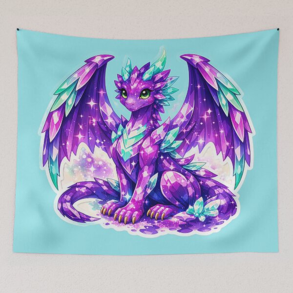 Item preview, Cute Purple Galaxy Crystal Dragon Magical Fantasy Sticker designed and sold by Freestyle Prints.