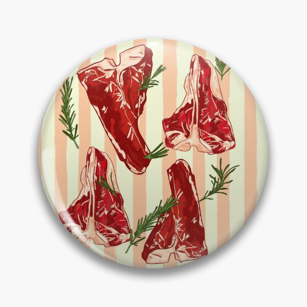 Item preview, T-Bone Steak Rosemary Retro Striped Food Aesthetic designed and sold by MaiZephyr.